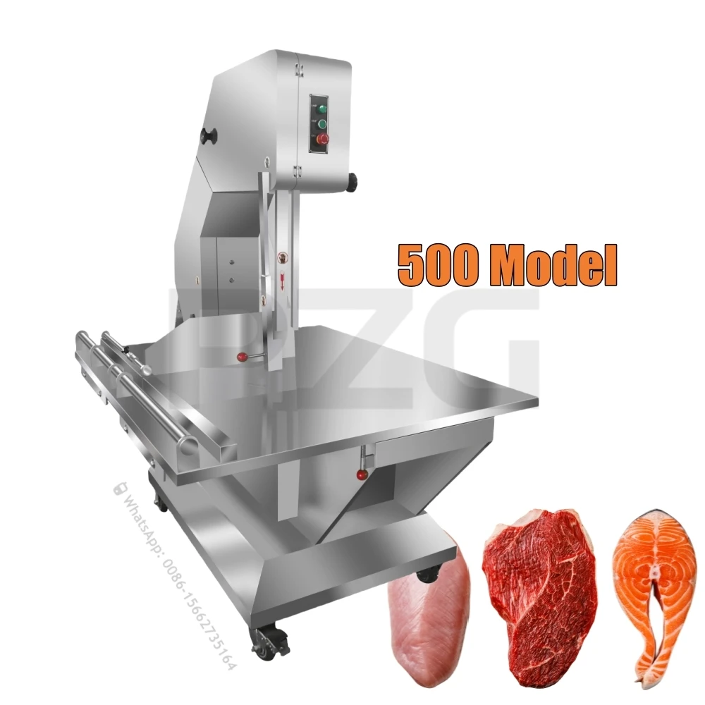 

500 Model 650*590mm Blade 2000W Commercial Bone Cutting Saw Meat Band Saw Machine For Beef Rib Fish Chicken Frozen Meat In Bone