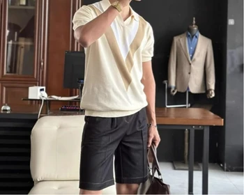 Polo in maglia a maniche corte da uomo, outfit estivo, versatile, casual, t-shirt, top fitness