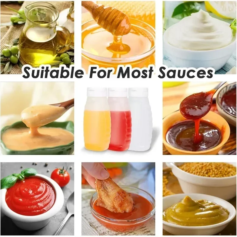 Storage Box 1/10PCS Sauces Squeeze Bottles with Lids PE Thickened Ketchup Salad Dressing Dispenser Liquid Storage Container for Kitchen Camp