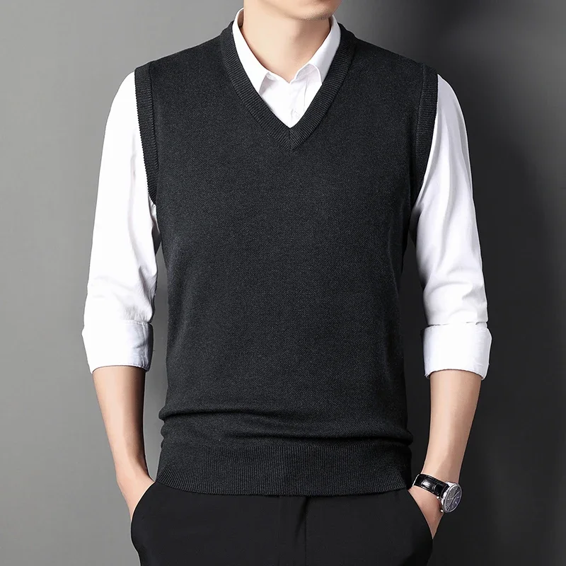 Men Sweater Vests Mens Knitted Vest Multicolor Men's Thickened Wool Knitted Vest Classic Business Fashion Solid Color Sleeveless Formal Pullover Brand Clothing