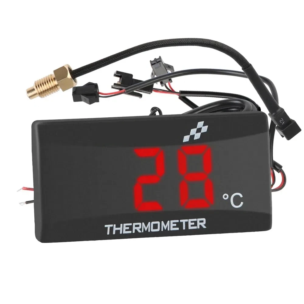 Motorcycle Thermometer Water Tank Retrofit 0~120&deg;C Monitor Red Blue Indicator Warning 12V Motorcycle Thermometer With Senso