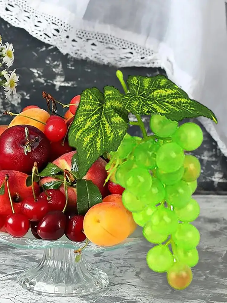 Fake Grapes Bunches Black Purple Green Grapes with 18 Pieces Grapes Fake Grape Bundles with Multiple Colors Artificial Grapes