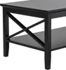 Oxford Coffee Table with Thicker Legs, Black Wood Coffee Table with Storage for Living Room 4