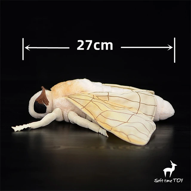 Rosy Maple Moth High Fidelity Silk Moth Plushie Fly Plush Toys Lifelike Insect Animals Simulation Stuffed Doll Kawai Toy Gifts