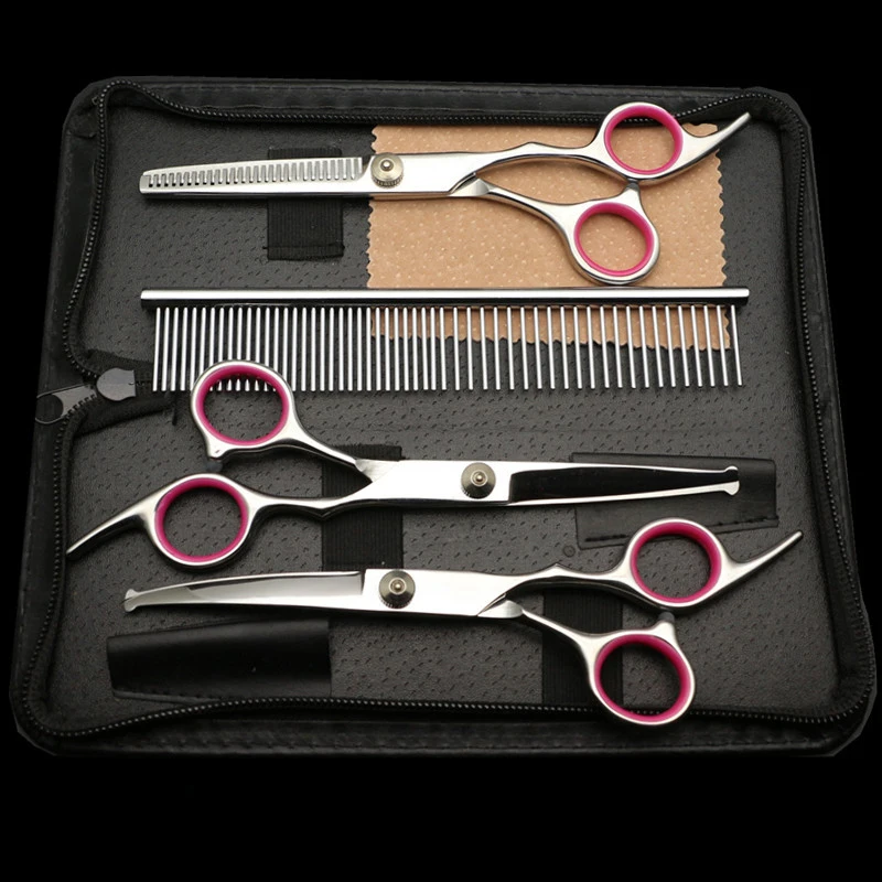 

Dog Grooming Scissors Kit 4Cr Round Tip Animal Cutting Professional Hairdressing Scissors Set Safety Cats Shears Pets Products