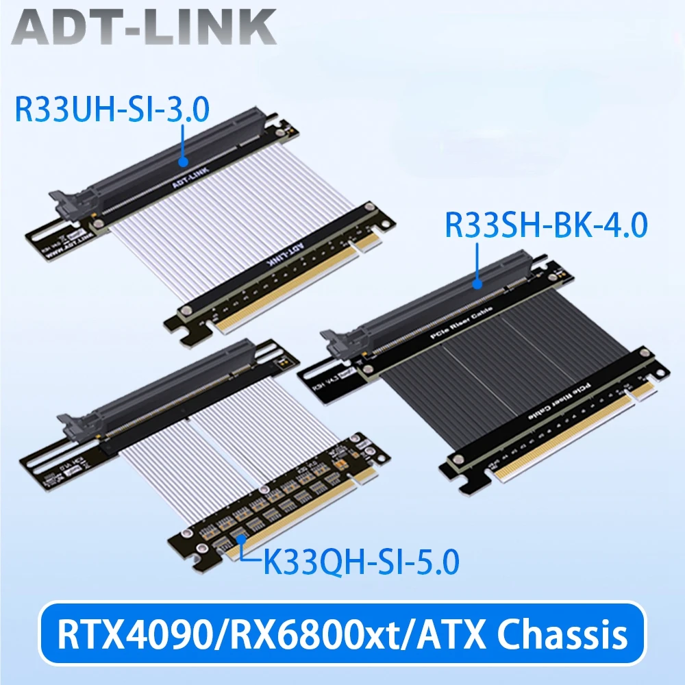 

ATX PC Gaming Universal Vertical PCI Express 5.0 4.0 X16 Gen 5/4.0 Riser Extender RTX 4090 PCIE 5.0 16x Graphics GPU Riser Cable