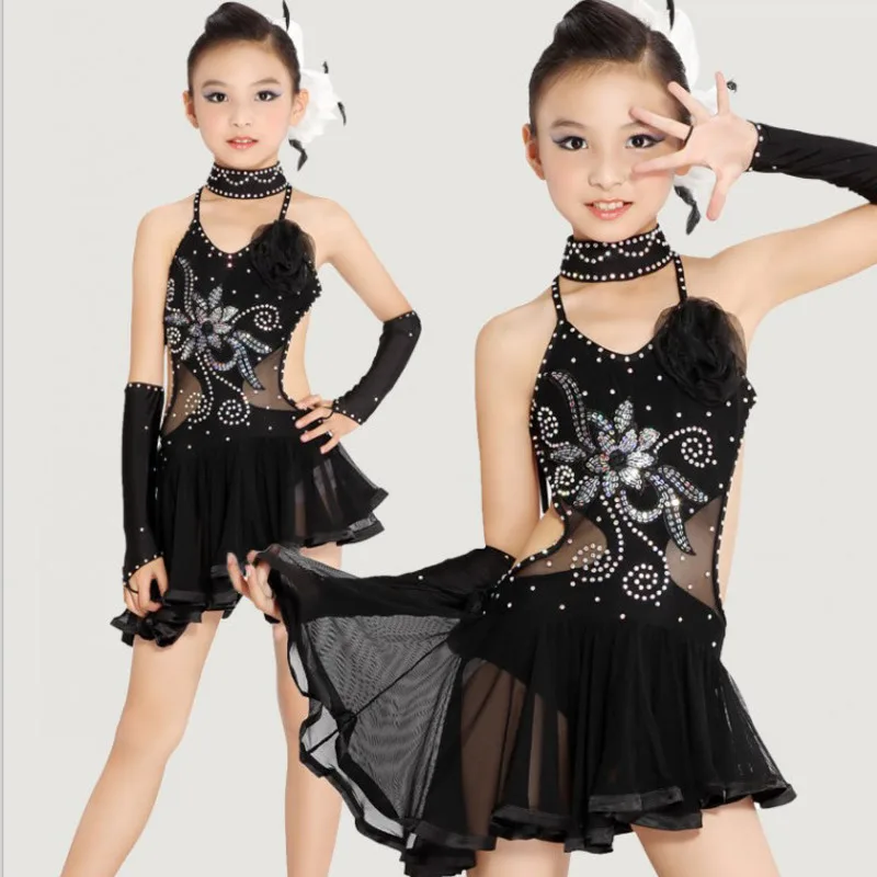 LATIN COMPETITION DANCE WEAR SALE BLACK SEXY TANGO DRESS FOR KIDS BALLROOM  DRESSES CHILDREN RUMBA GIRL COSTUME SALSA SKIRTS - AliExpress