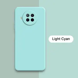 Stylish Square Liquid Silicone Phone Case - Soft Protective Cover with Camera Guard for Xiaomi 10T Lite 5G (Light Cyan)