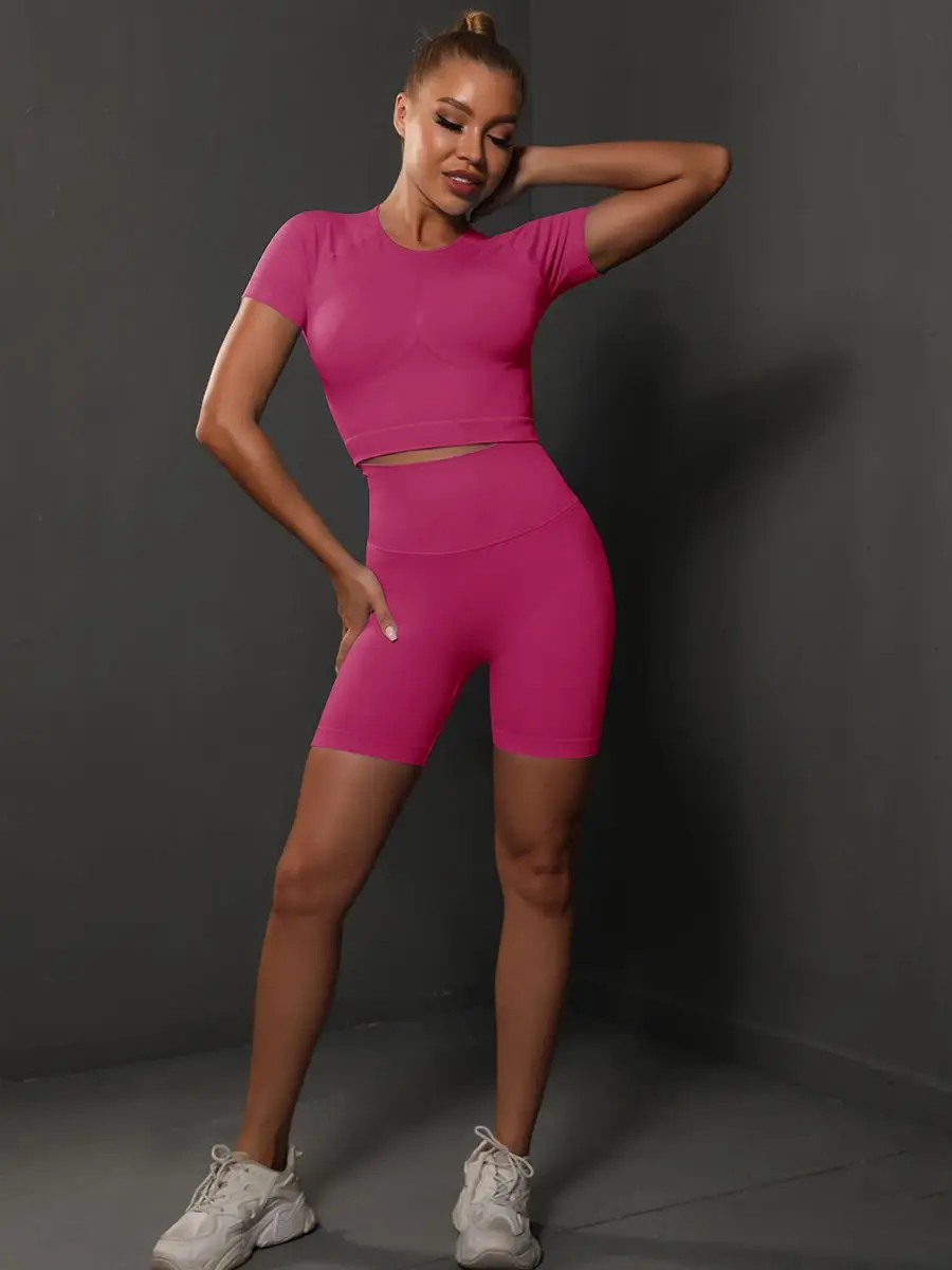 rose red shorts set