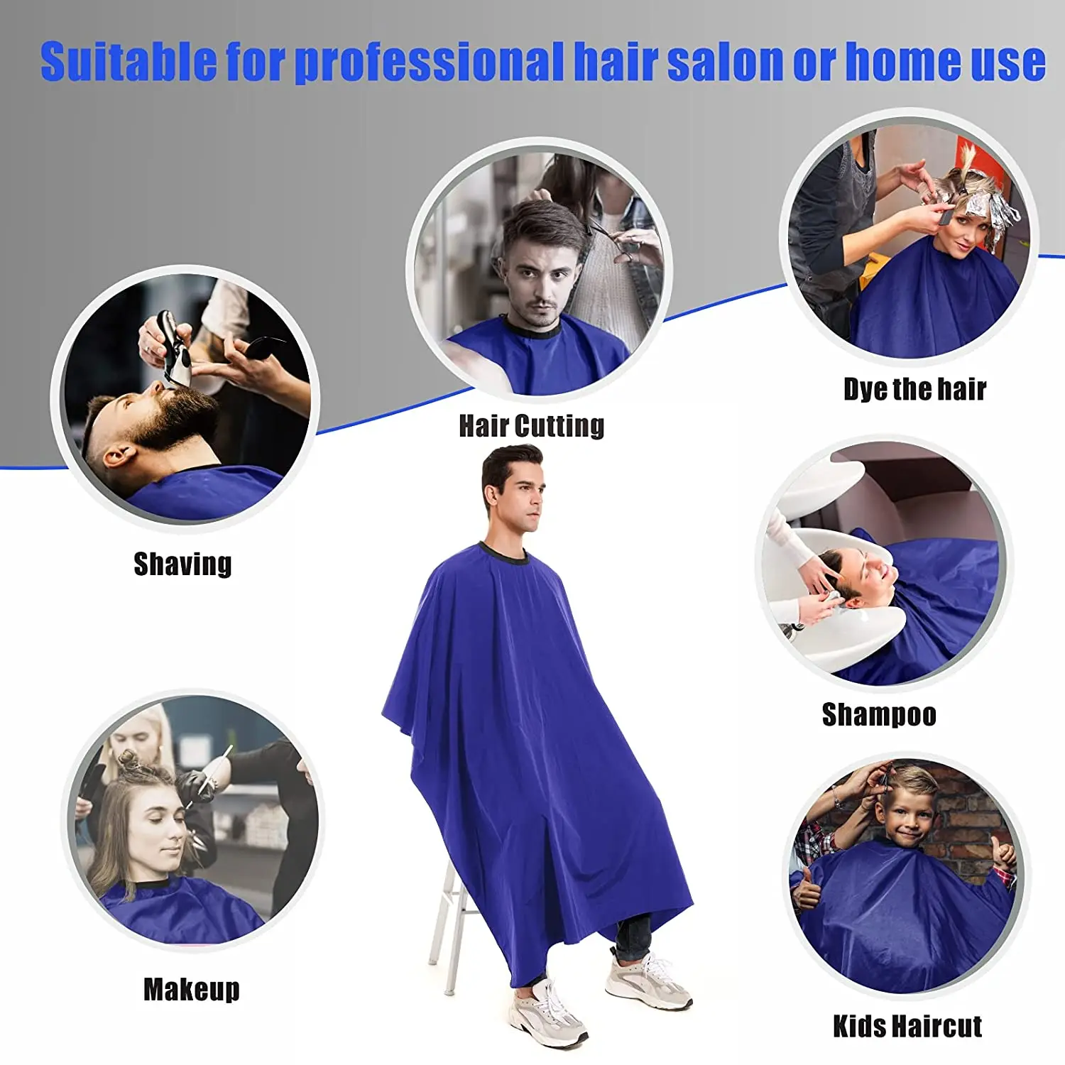 Professional Hairdressing Salon Nylon Cape with Closure Snap Barber Styling Cape,Unisex Waterproof Salon Large Hair Cutting Cape 2