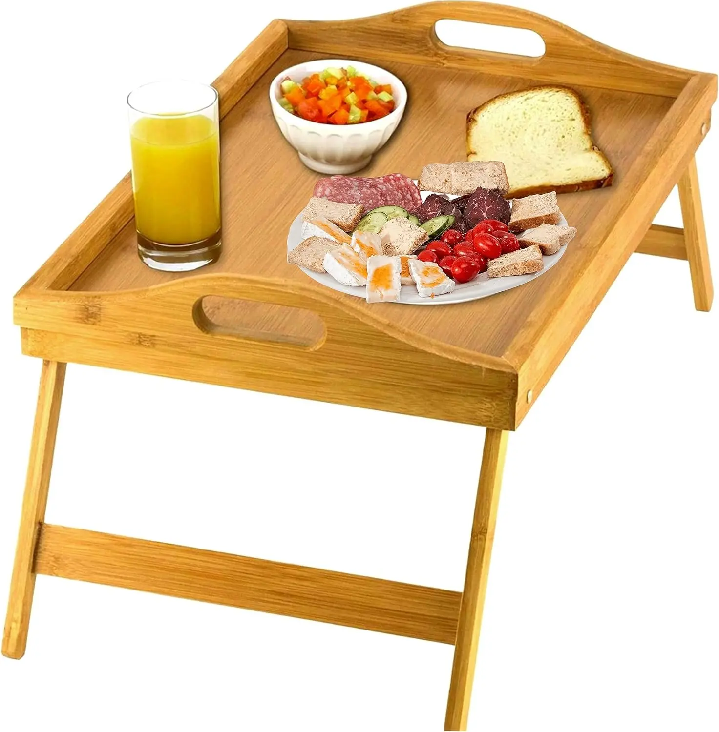 Tray with Folding Legs - Breakfast Tray with Handles - Bamboo Bed Tray for Bed, Sofa, Eating and Laptops  tray 2