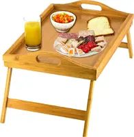 Tray with Folding Legs - Breakfast Tray with Handles - Bamboo Bed Tray for Bed, Sofa, Eating and Laptops  tray 2