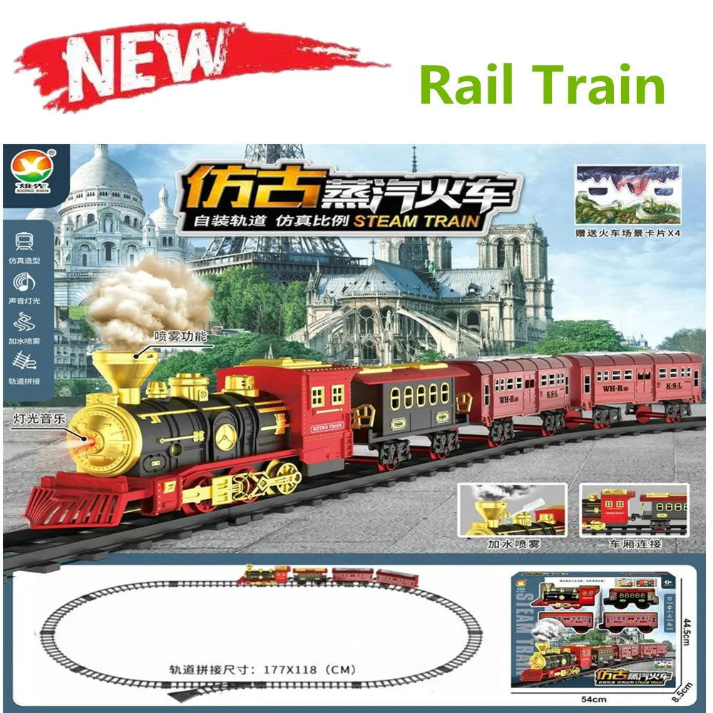 Giocattolo Per Bambini Treno Ferroviario Giochi Treno Set Binario Ferroviario Giocattolo Modello Retrò Treno Sound Track Train