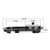 Multi-Functional Smokeless Shabu Pot & Griddle with Oil Tank and 5 Files Temp Control for 2-12 People, Dual Temperature Control 2