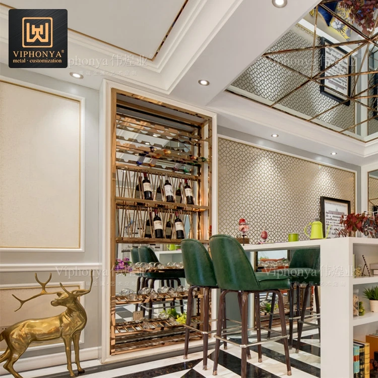 Chic Style Wine Rack Luxury Light Wine Storage Cabinet French Design Metal Showcase Cabinets