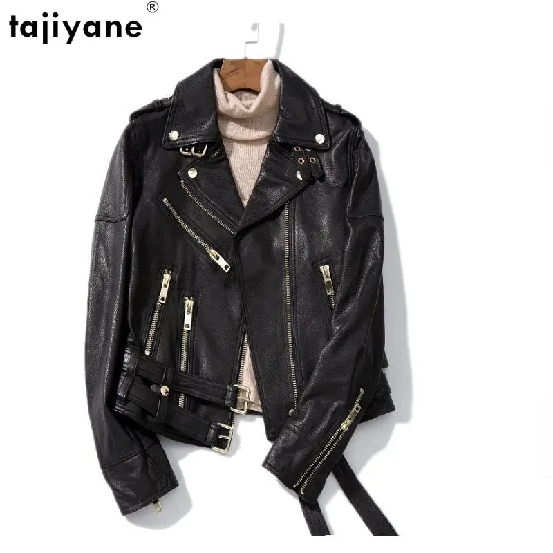 

Tajiyane High Quality Real Leather Jacket for Women 2023 Short Slim Leather Jackets Genuine Sheepskin Coat Fashion Biker Coats