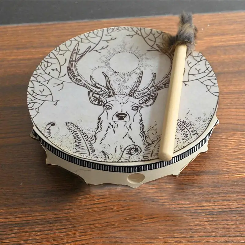 Drum Shamanic Deer Tree-themed Siberian Drum Decoration Handmade Shamanic Siberian Drums Spirit Music With Drumstick Home