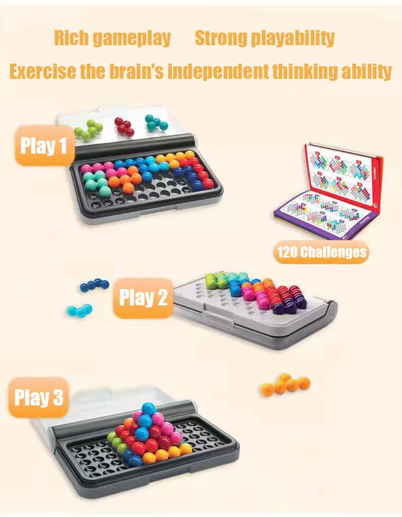 2D&3D 120 Challenges IQ Puzzler Pro a Travel Game for Kids and Adults a Cognitive Skill-Building Brain Game Montessori Toys Kids