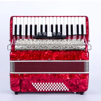Wholesale 60 Bass Black Grill Red Accordion Instrument 34 Keys 5 Tune Accordion