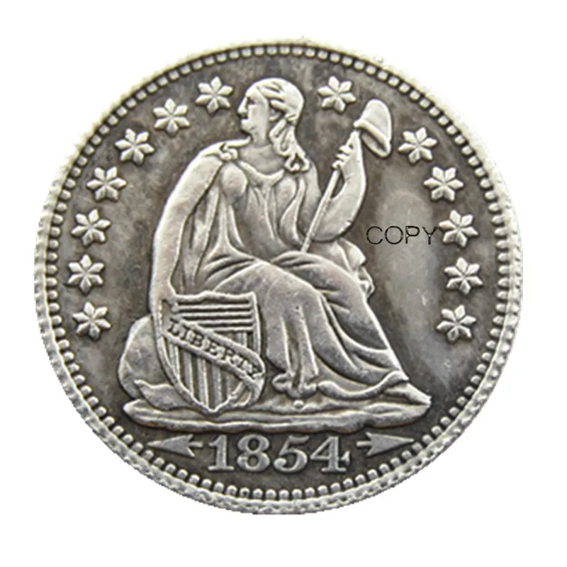 

США 1854O свобода сидя монета Посеребренная КОПИЯ монета