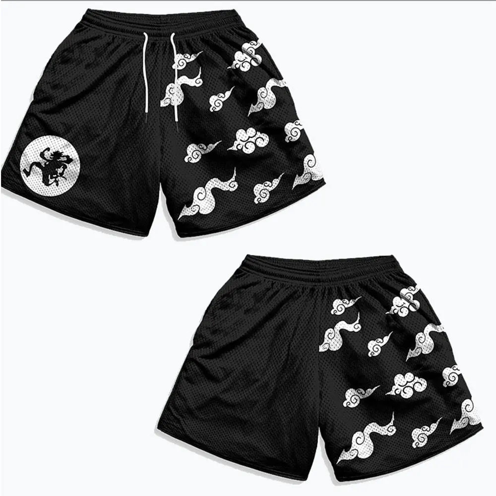 Anime Shorts Men Gym Quick Dry Mesh Running Sport Shorts Summer 3D Print Casual Beach Short Pants Workout Fitness Sweatpants