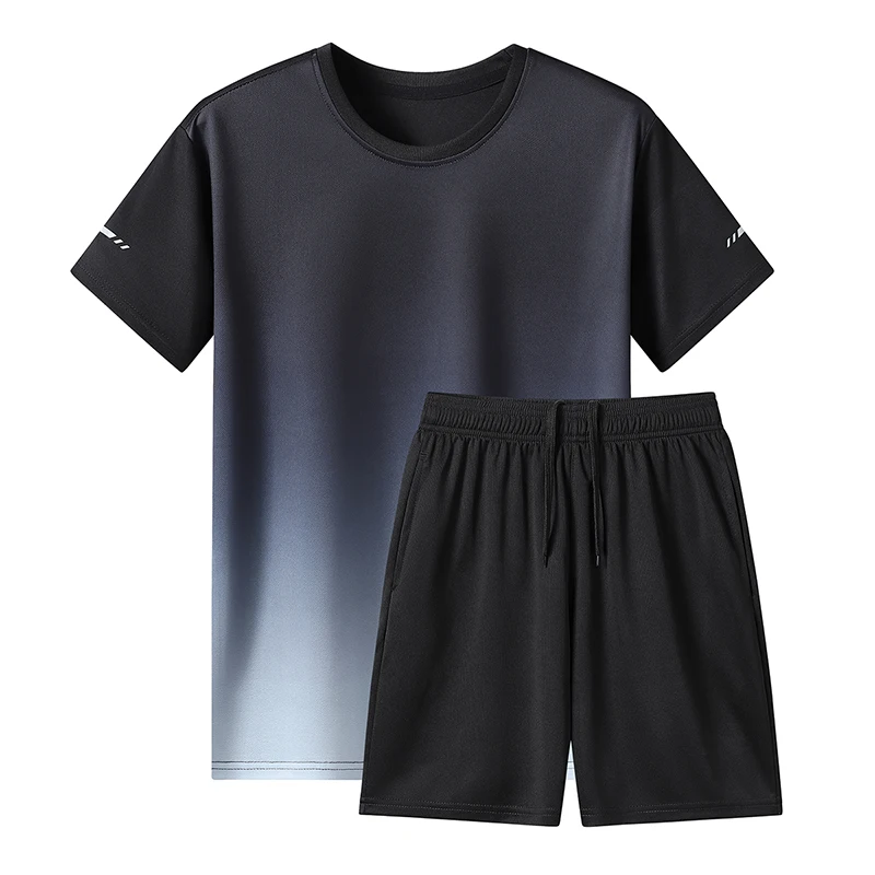 YJKVUR Unisex 2 Piece Outfits Casual Tracksuit Quick Dry Shorts Men's 2024 Summer New Sweatsuit Oversize Short Sleeve Sport Set