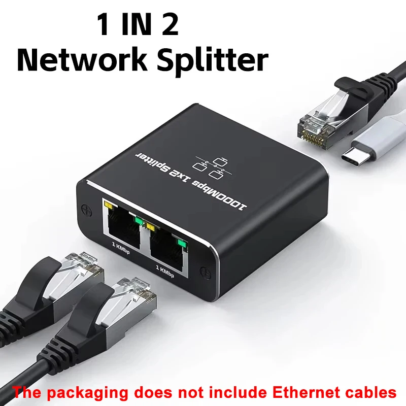 Dual Access Network Cable Splitter, RJ45 Ethernet Port With Gigabit Speed