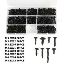 Black Carbon Steel Pan Head Self-Tapping Screw Assortment Kit (340/500 Pieces) (Type1-340pcs)