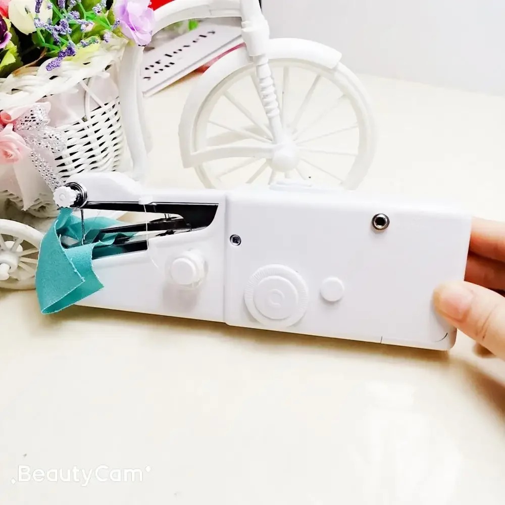 Portable Hand Mini Sewing Machine Quick Handy Stitch Sew Needlework Cordless Clothes Fabrics Household Electric Sewing Machine