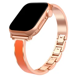 Premium Stainless Steel Metal Watch Band Bracelet, Ultra Sleek Design - Series 10 11 42mm (Orange)