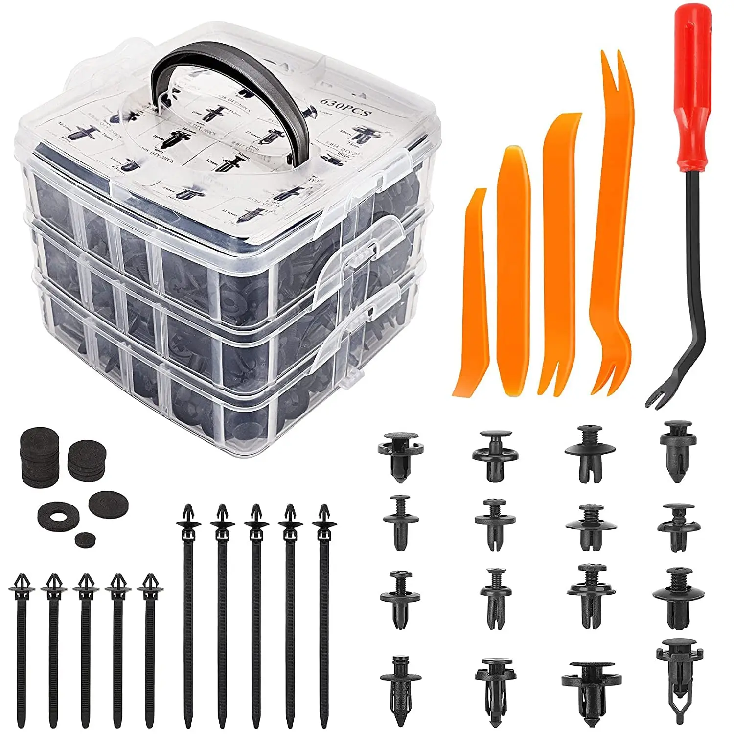 

710Pcs Auto Fastener Clips Body Push Retainer Pin Rivet Set Bumper Door Panel Plastic Clip Kit Trim Removal Tool Car Accessories