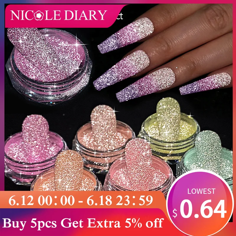 Reflective Flash Glitter Powder Temperature Color Change Nail Powder UV