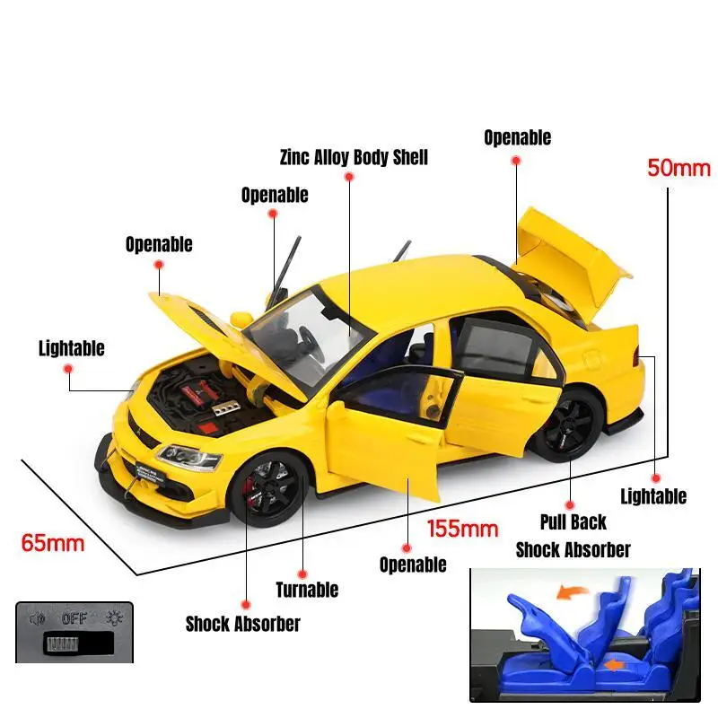 1/32 Mitsubishi Lancer EVO Final Edition JDM Racing Toy Car Model Diecast Metal Miniature Collection Gift For Children Boys 2