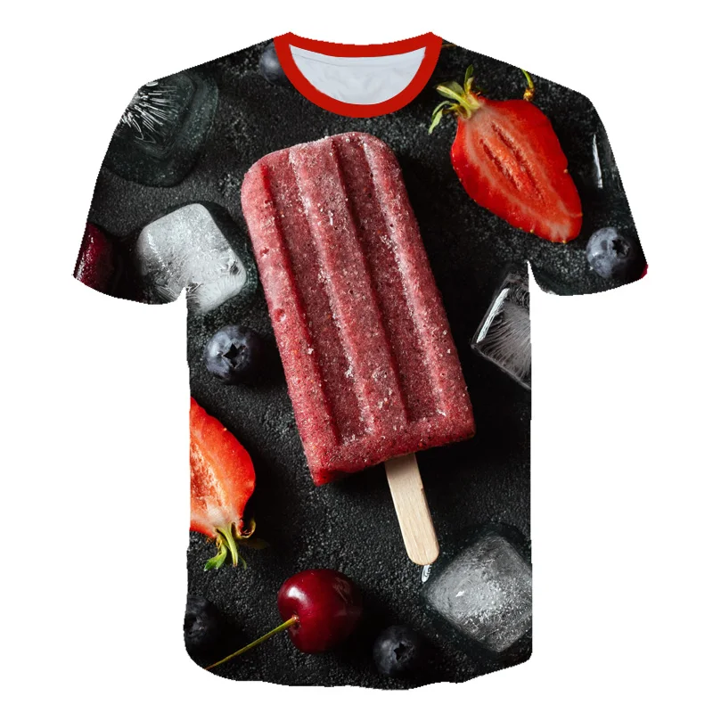 Round Neck Women's Pineapple Ice Cream Summer T-shirt Short-sleeved Summer T-shirt red t shirt