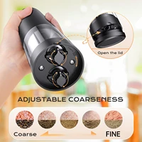 Moulin à sel et à poivre électrique automatique 2 en 1, double chambre avec têtes de broyage séparées, moulin réglable USB pour la cuisine 2