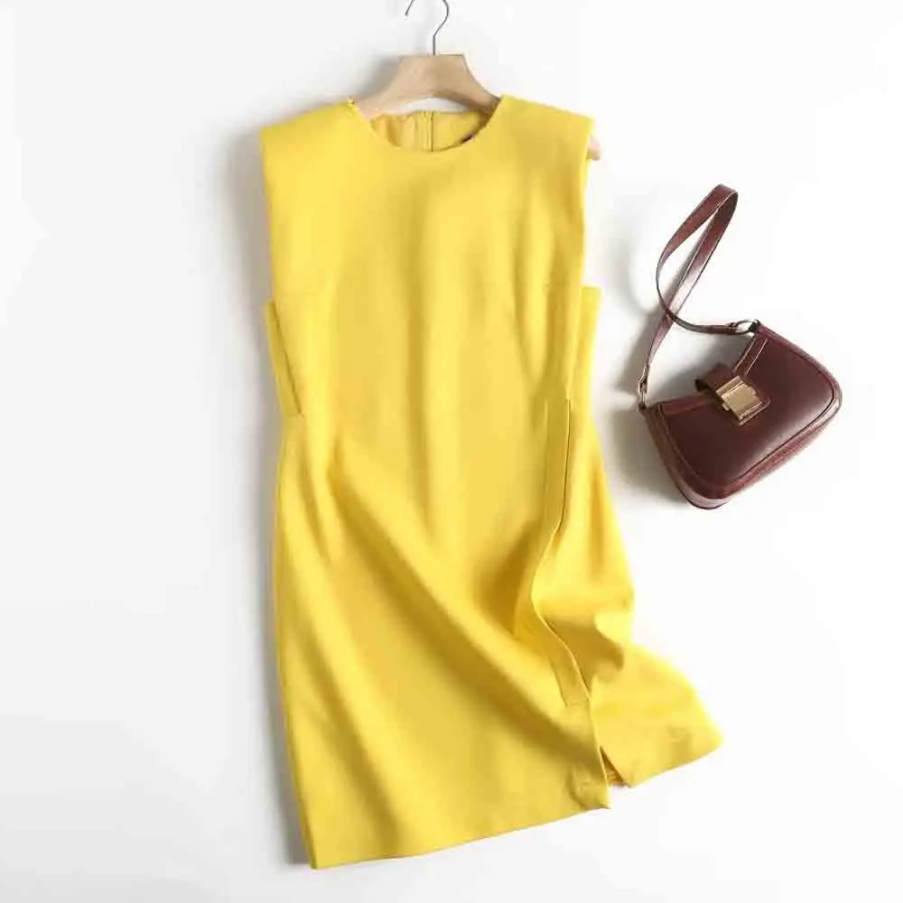 

Женское Короткое платье без рукавов, повседневное однотонное облегающее платье в винтажном стиле, лето 2023