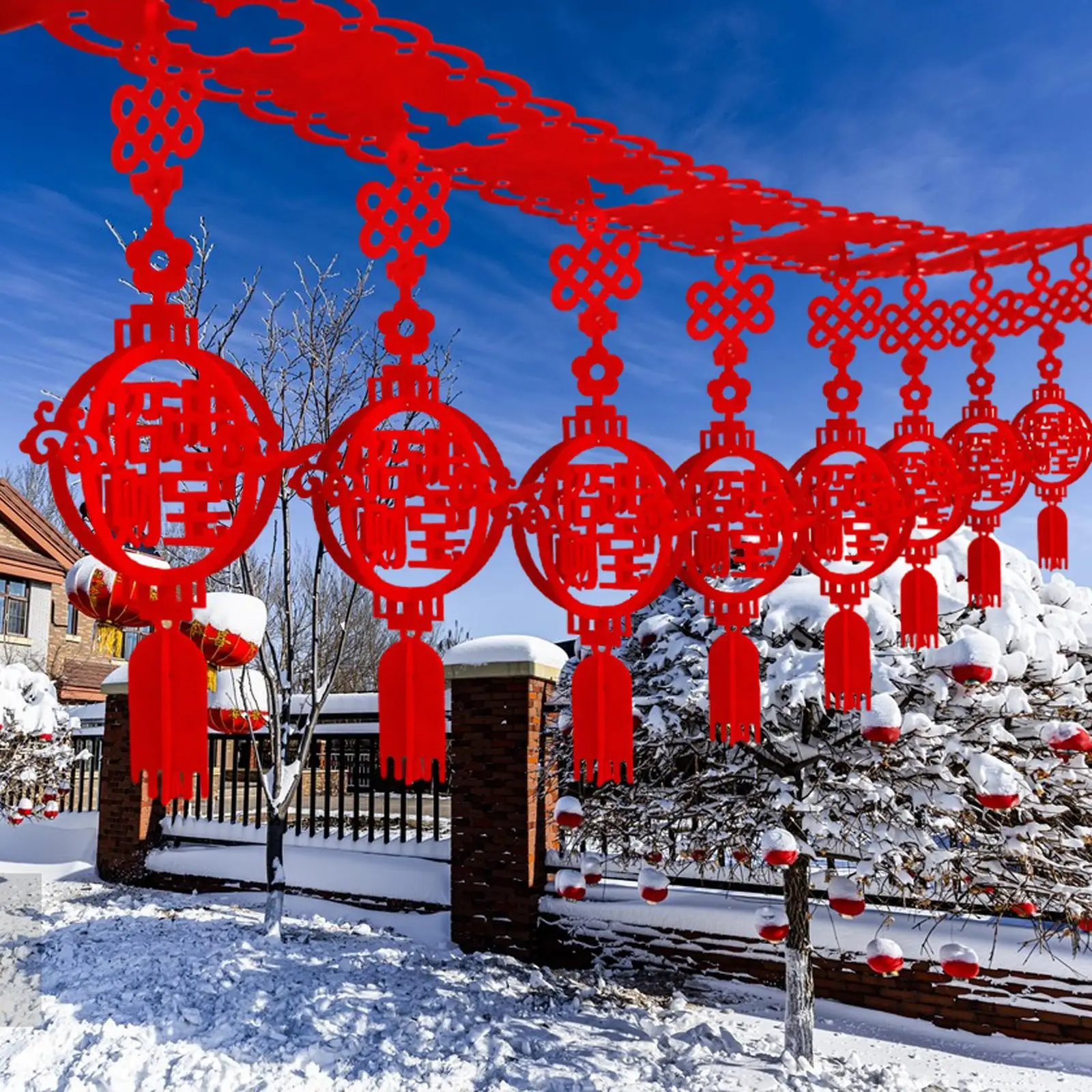 Chinese New Year Banner Garland Hanging Decor for Gardens Kitchens Holidays