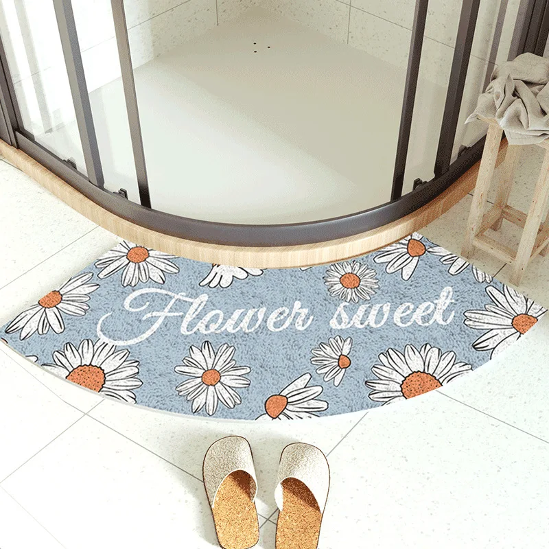 

Round bathroom anti-skid mat Shower room carpet Toilet curved foot mat Toilet floor mat