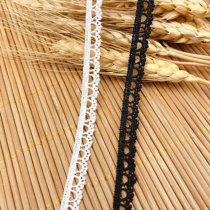 

43Yards High Quality Water Soluble White Black Lace Trim Braid Lace DIY Garment Accessories Embroidery Fabric Lace Trims New