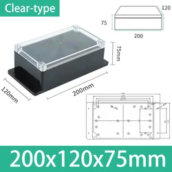 ABS Waterproof Junction Box - Black IP67 Rated Plastic Organizer Enclosure (200x120x75 - clear - ear)