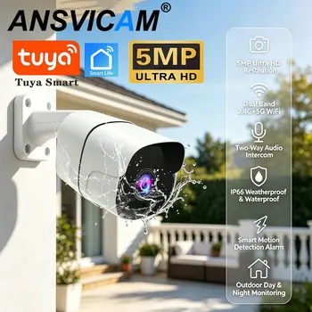 Tuya 5MP IP Camera Outdoor 5G WiFi Home Security Camera Wireless Surveillance Metal Bullet Waterproof 1080P Color Night Vision 1