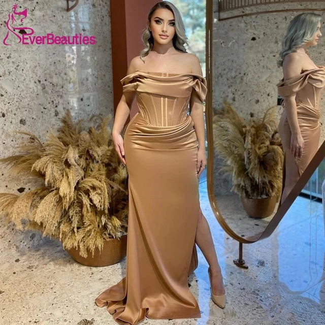 Vestidos de Noche formales de sirena para graduación, vestido de largo hasta suelo, con abertura lateral, talla grande AliExpress