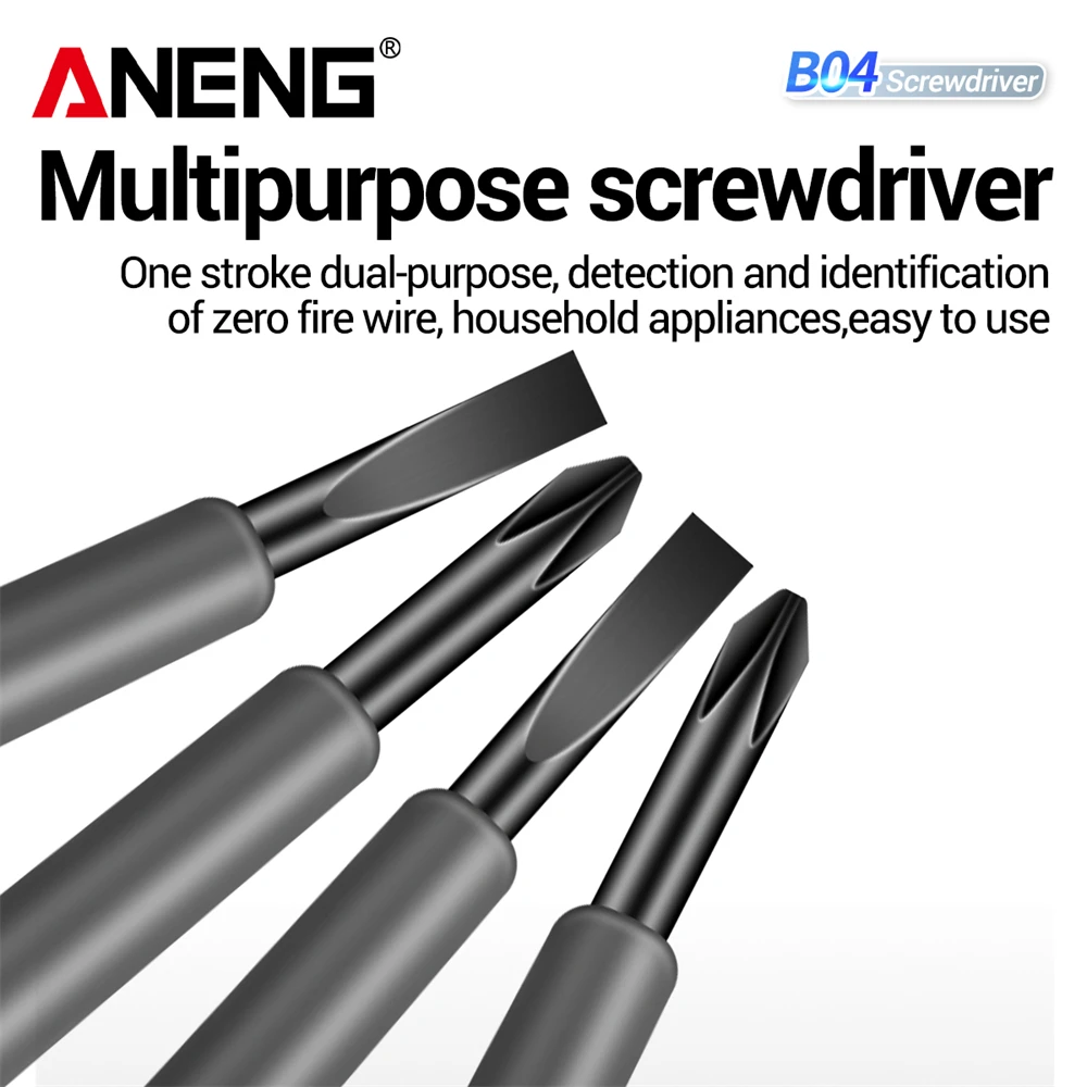 Slotted/Phillips Screwdriver Neon Bulb Indicator Non-Contact Insulated Tester Pocket Detector Pen ANENG B04 Electrician Tools