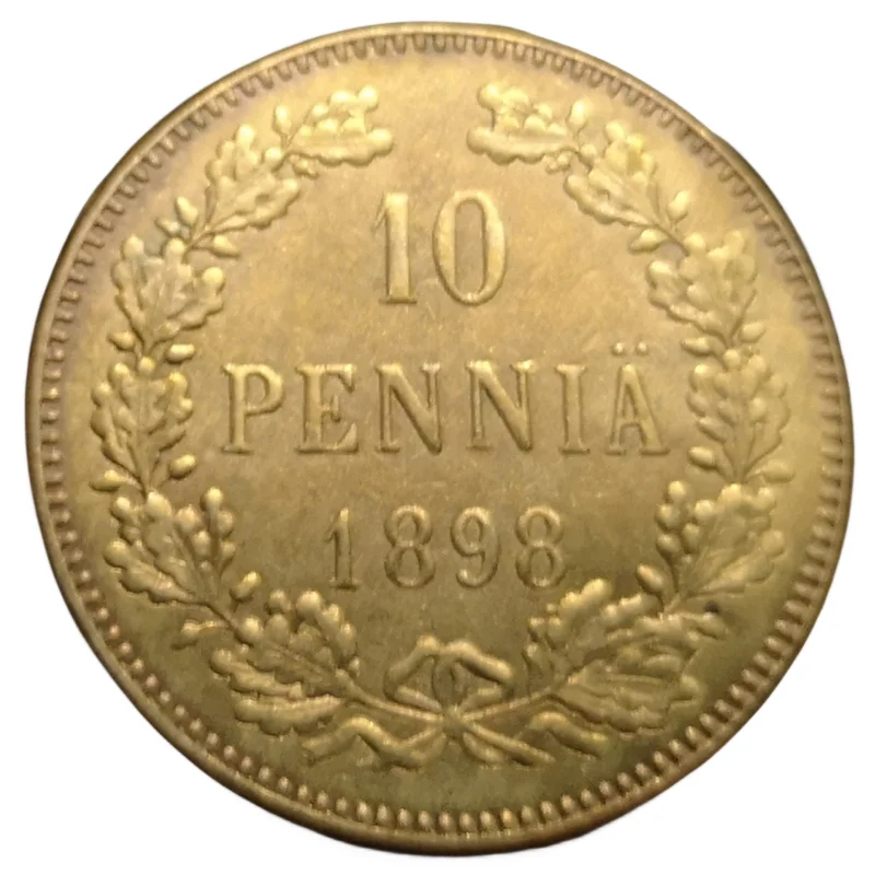

1898 Finland 10 Pennia-Nikolai II Copper Copy Rare coin