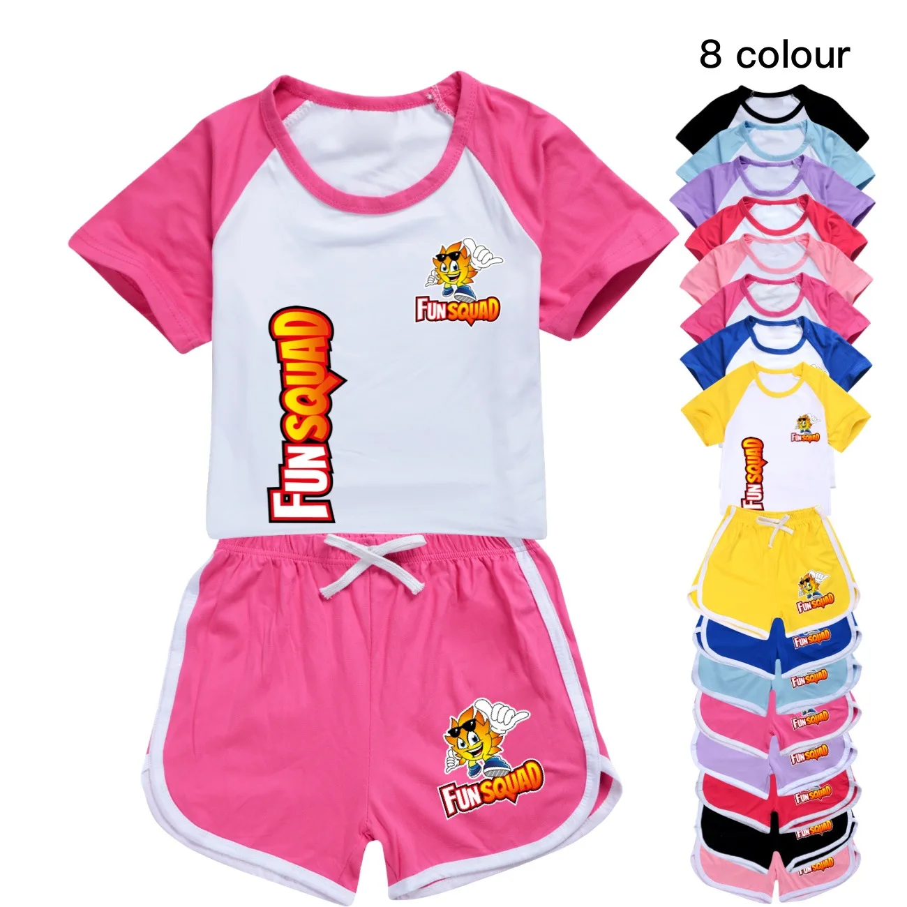

Girls Boys Summer Clothing Set Fun Squad Game Kids Sports T Shirt +Pants 2-piece Set Baby Clothing Comfortable Outfits Pyjamas