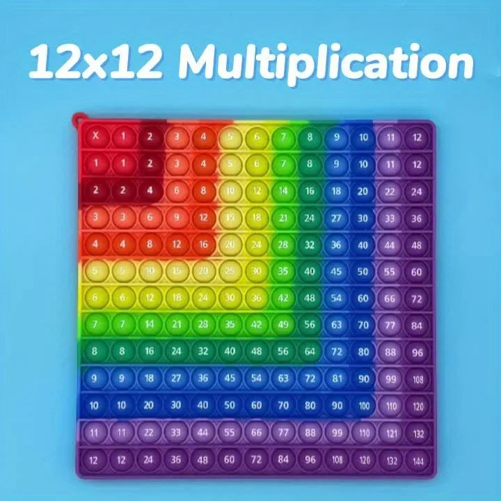 Educational Multiplication Push Bubble Fidget Pop Toys for Kids-Colorful Times Table Math Teaching Resources and Gifts