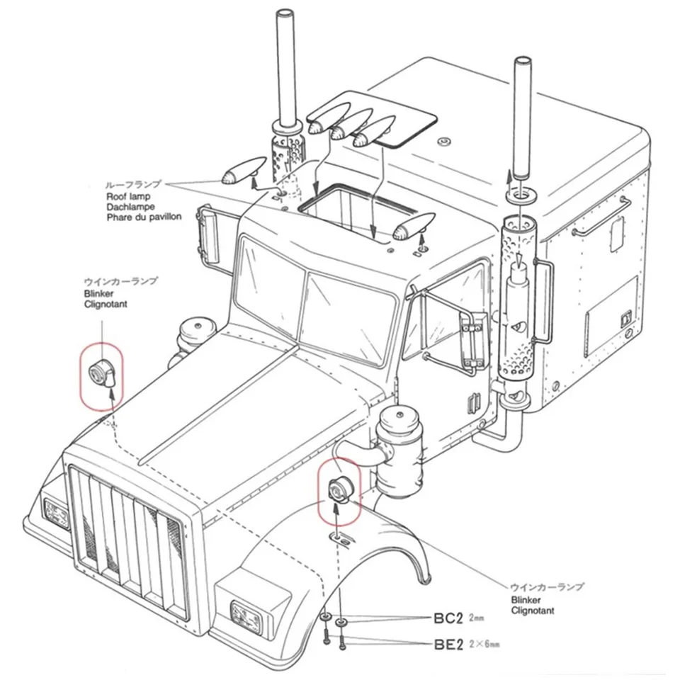 LED 2.2-3V マーカーランプ プラスチックヘッドライト 1ペア DIY