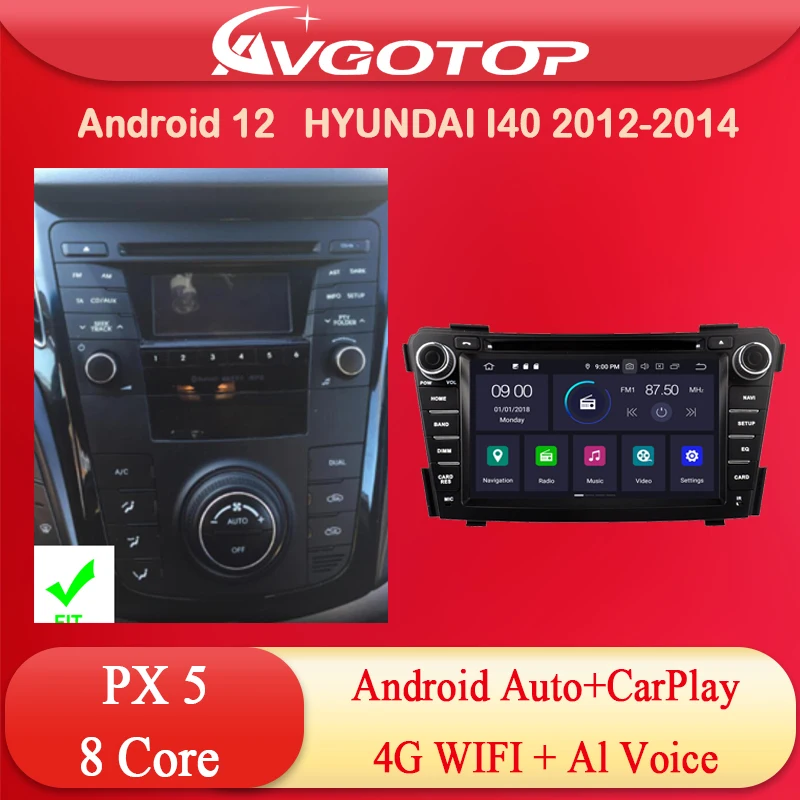 

2 DIN Android 12 7 inch Car Radio Multimedia for HYUNDAI I40 2012 2013 2014 IPS HD Screen Navi Headunit Carplay DVD Player