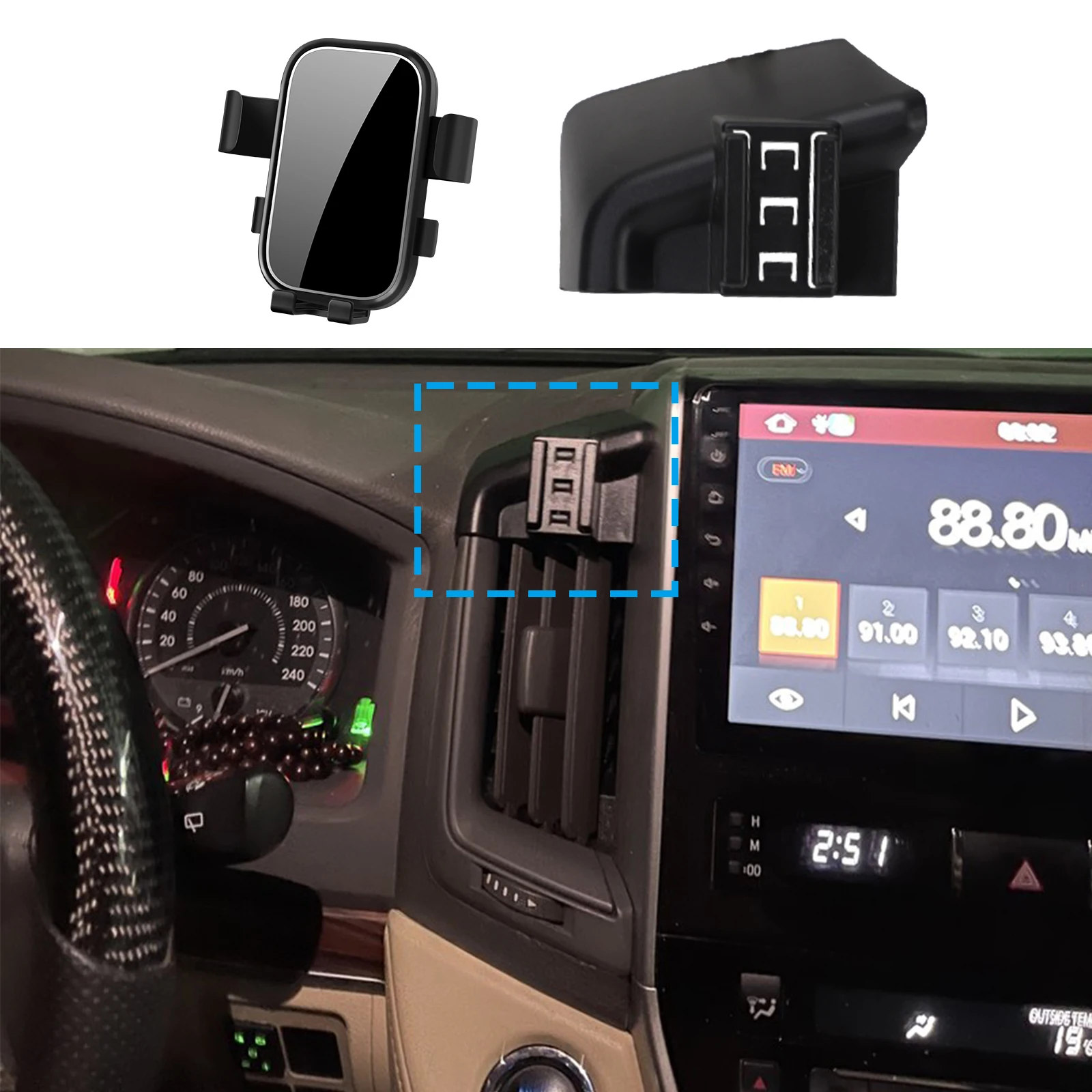 Phone Holder Screen Fixed Navigation Bracket Base Wireless for Toyota Land Cruiser LC200