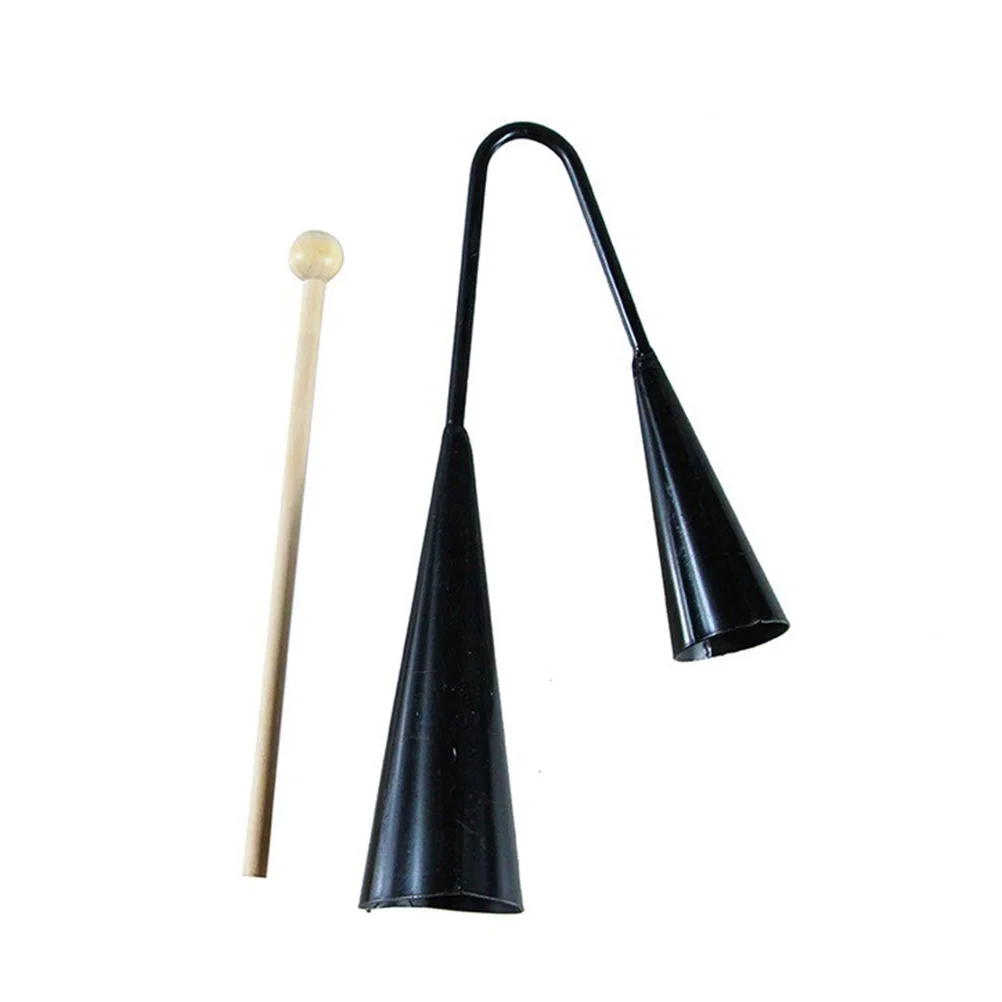 Kids Early Education Agogo Bell Toy Traditional Small Musical Two Tone Children Instrument with Wooden Stick Samba